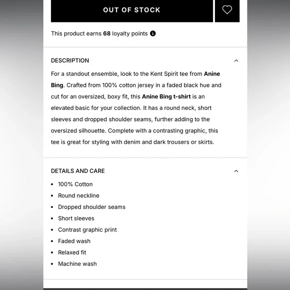 Anine Bing Kent Spirit Cotton T-Shirt in XS very oversized - Picture 3 of 7